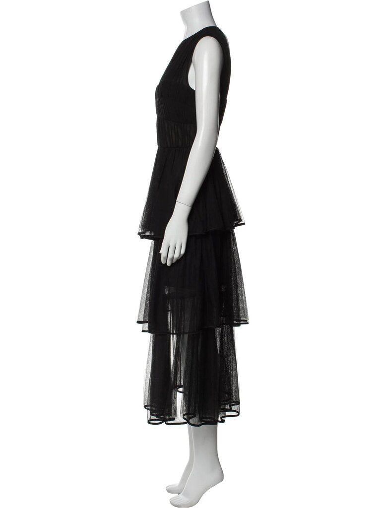 Black Silk Long Sheer Dress
