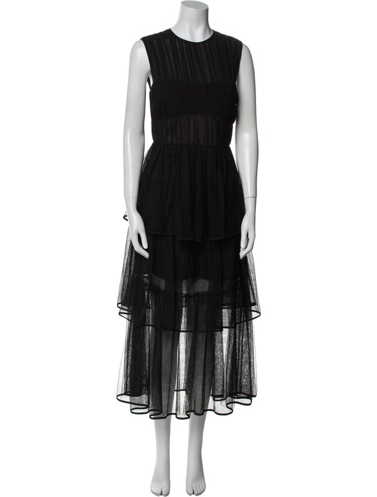 Black Silk Long Sheer Dress