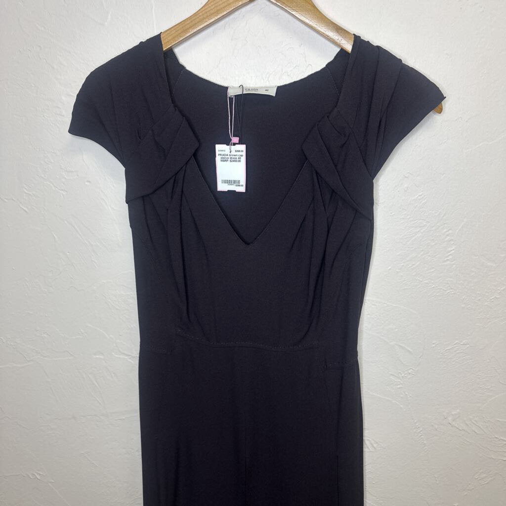 brown cap sleeve dress