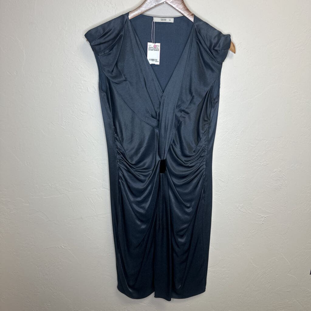 navy blue satin cocktail dress