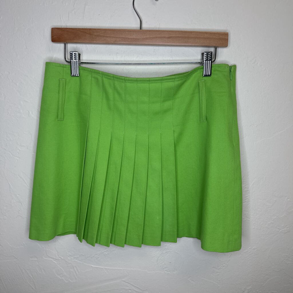 lime green pleated skirt