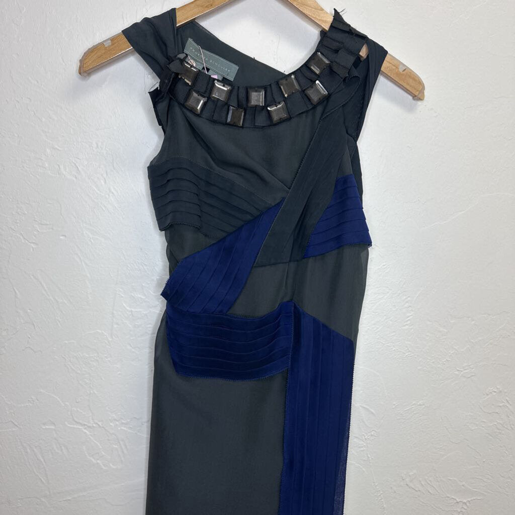blue/blk cocktail dress w gem insets