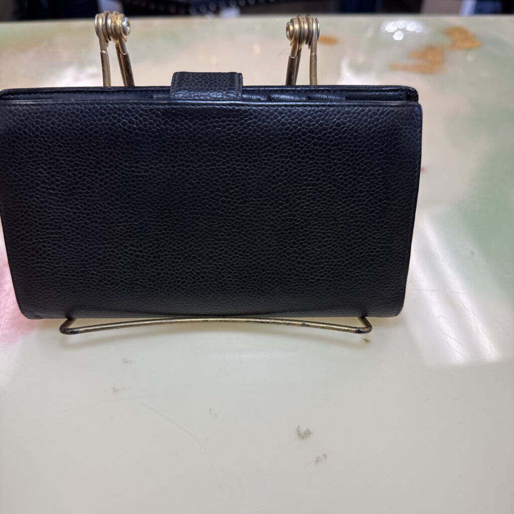 Black Vintage Caviar Continental French Wallet