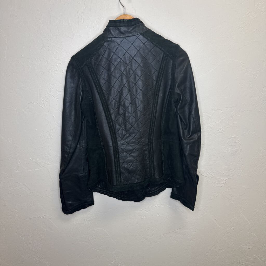 black leather jacket