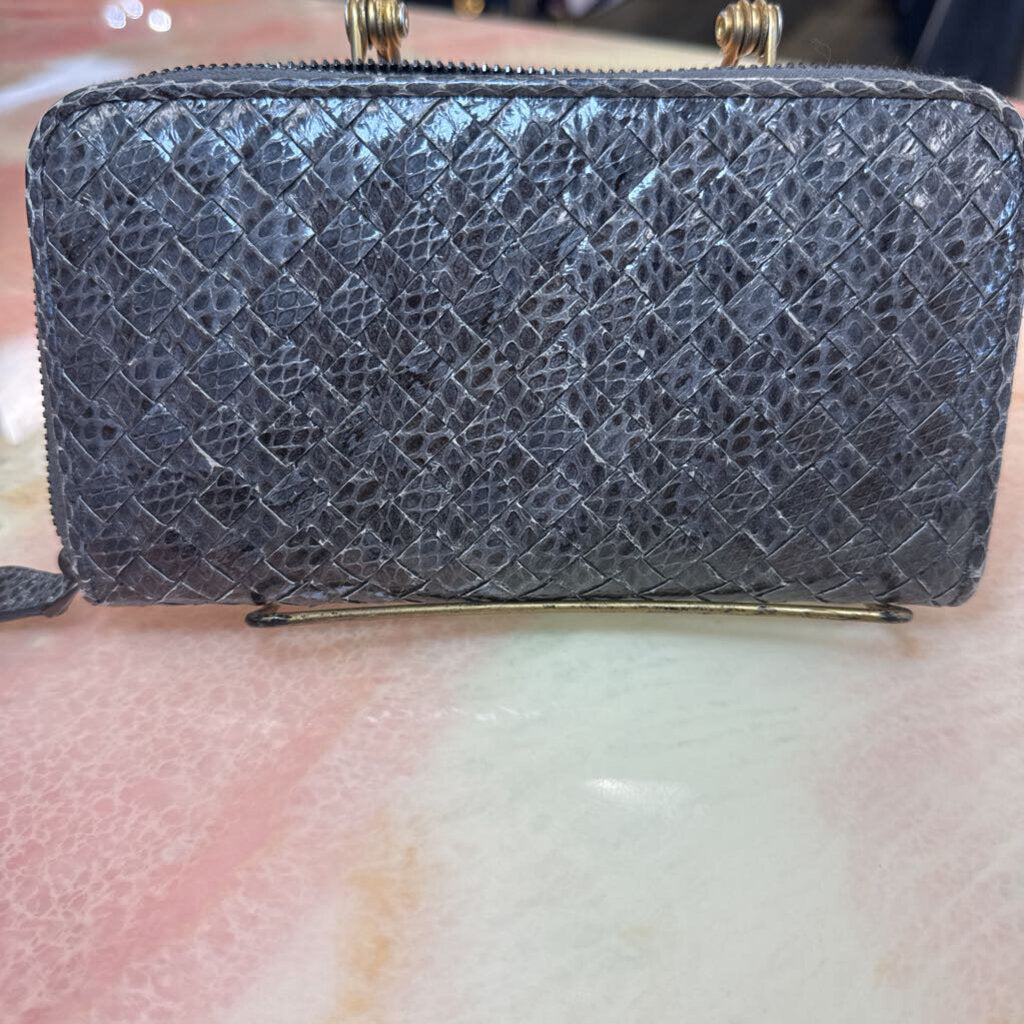 Rare grey snakeskin continental wallet