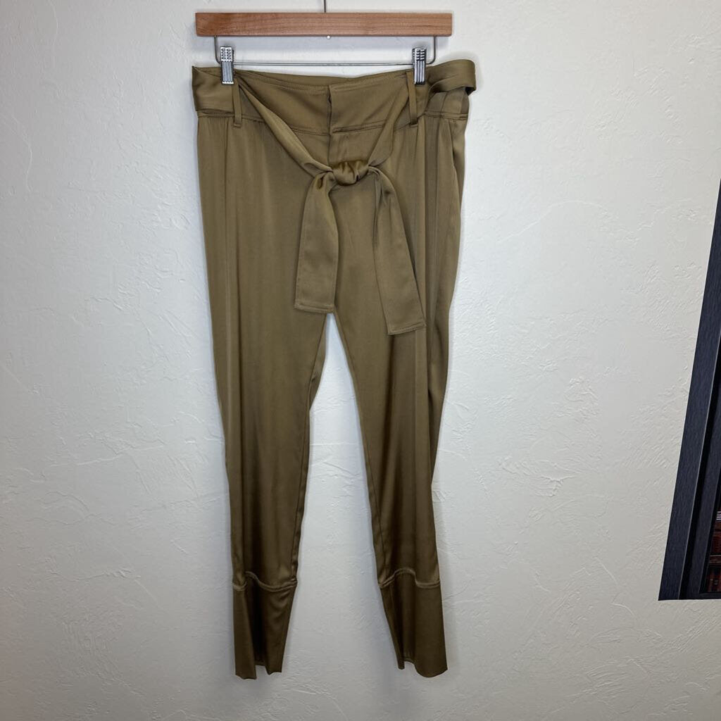 Green silk pants