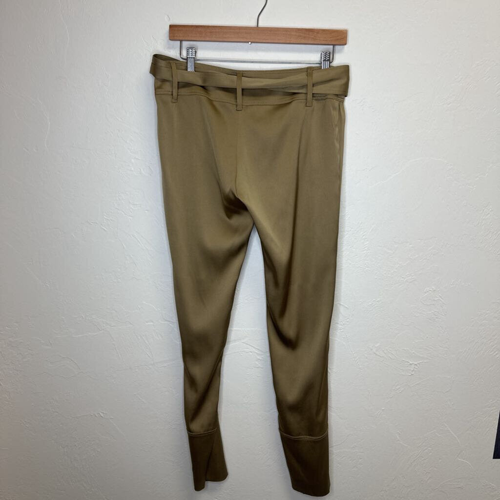Green silk pants