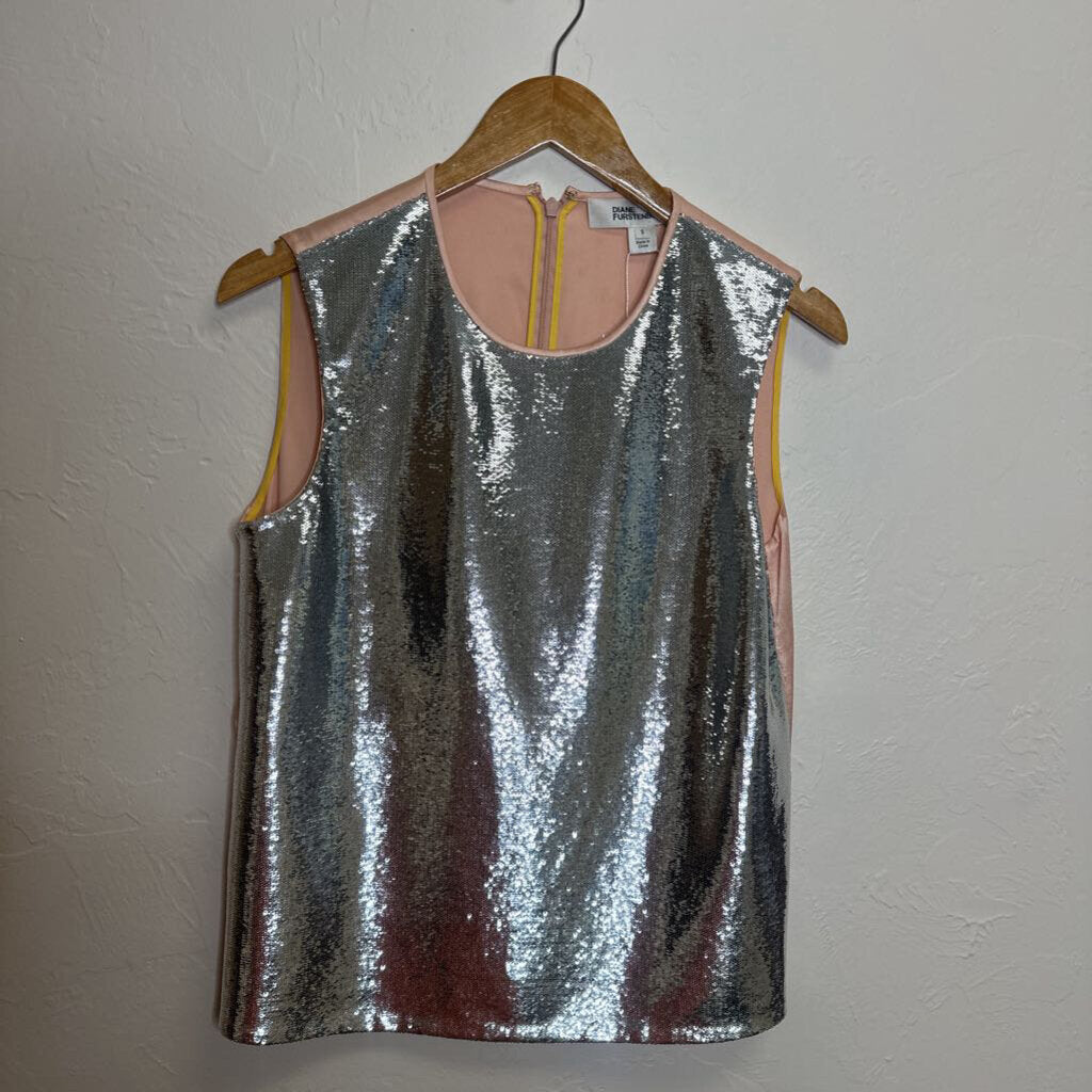 silver sequin sleeveless top
