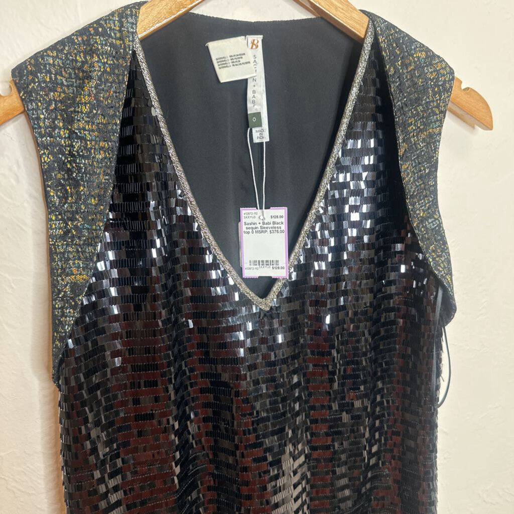 Black sequin Sleeveless top