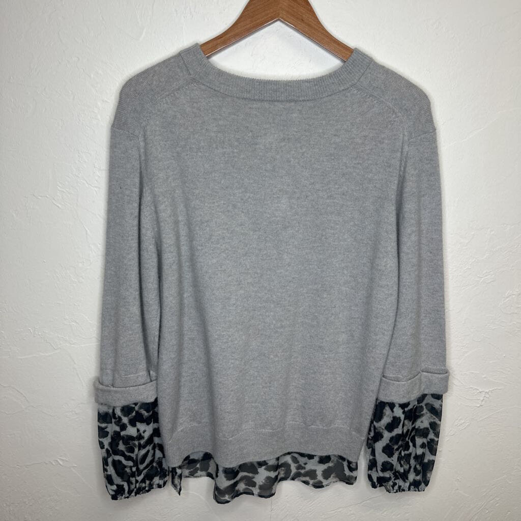 grey &animal print sweater