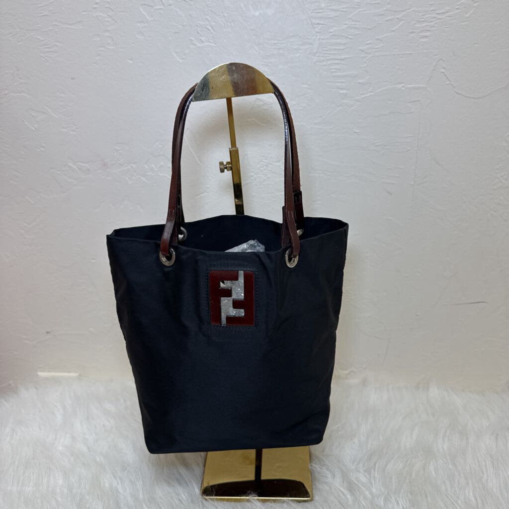 FF Brown Leather and Black Nylon Tote