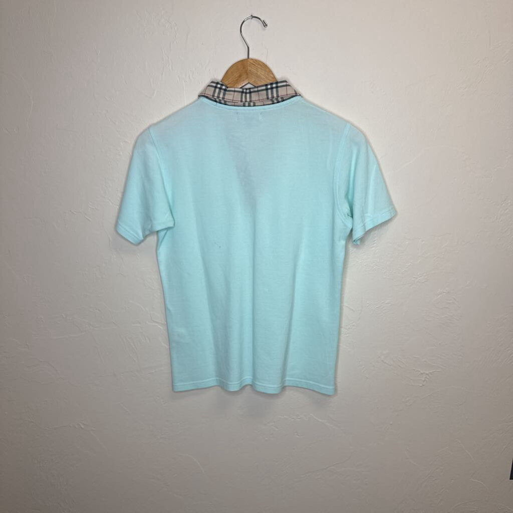 Mint Green s/s shirt with plaid collar