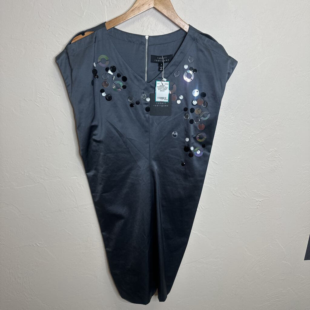 Grey beaded cocktail dress