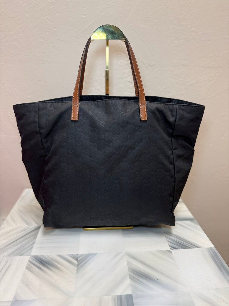 GG Black Nylon Guccisima Large Shopper Tote