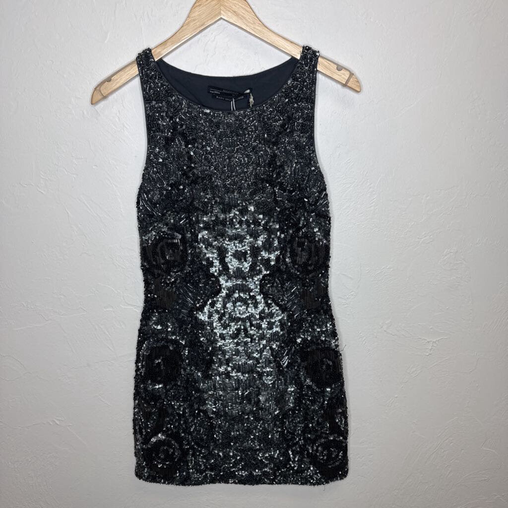 Beaded Charcoal Ivy Cocktail Dress