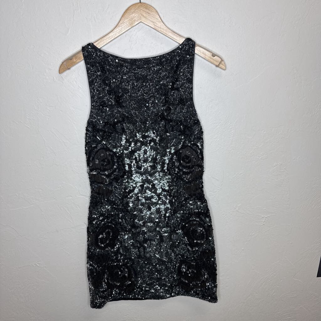 Beaded Charcoal Ivy Cocktail Dress