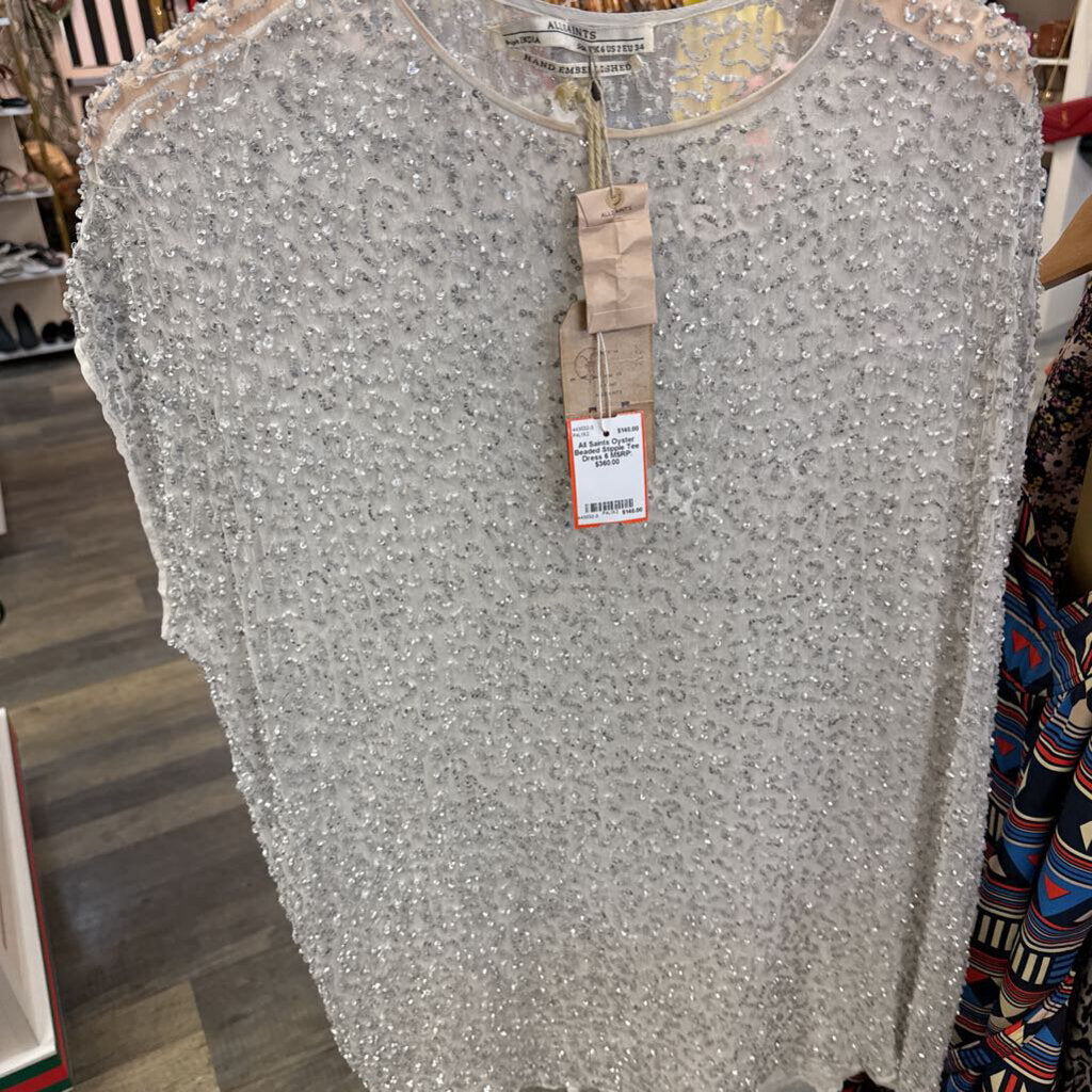 Oyster Beaded Stipple Tee Dress