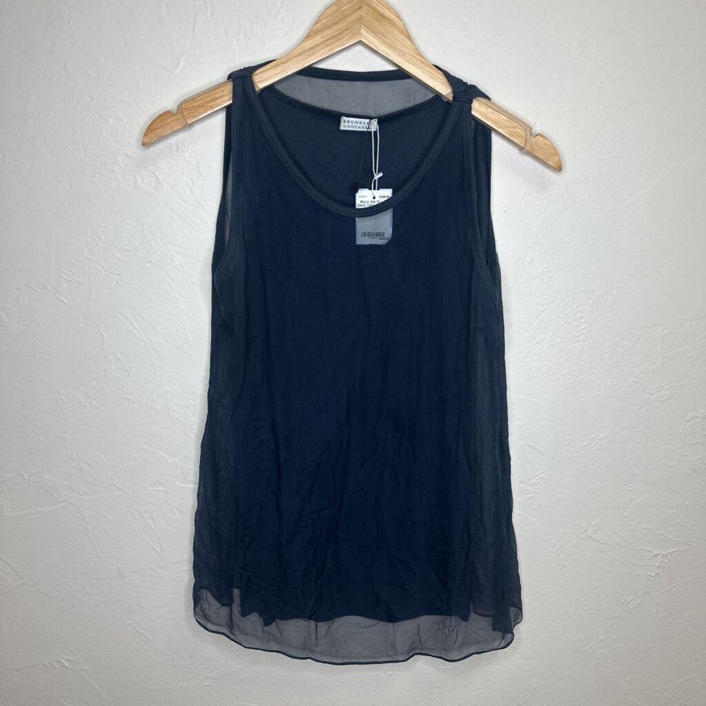 Black Silk Scoop Neck Tank