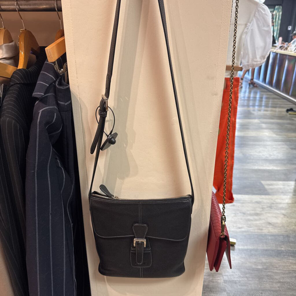 Black Pebbled Leather Crossbody Messenger