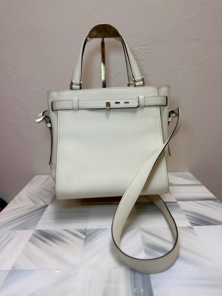 Ivory Leather Two Way Convertible Bag
