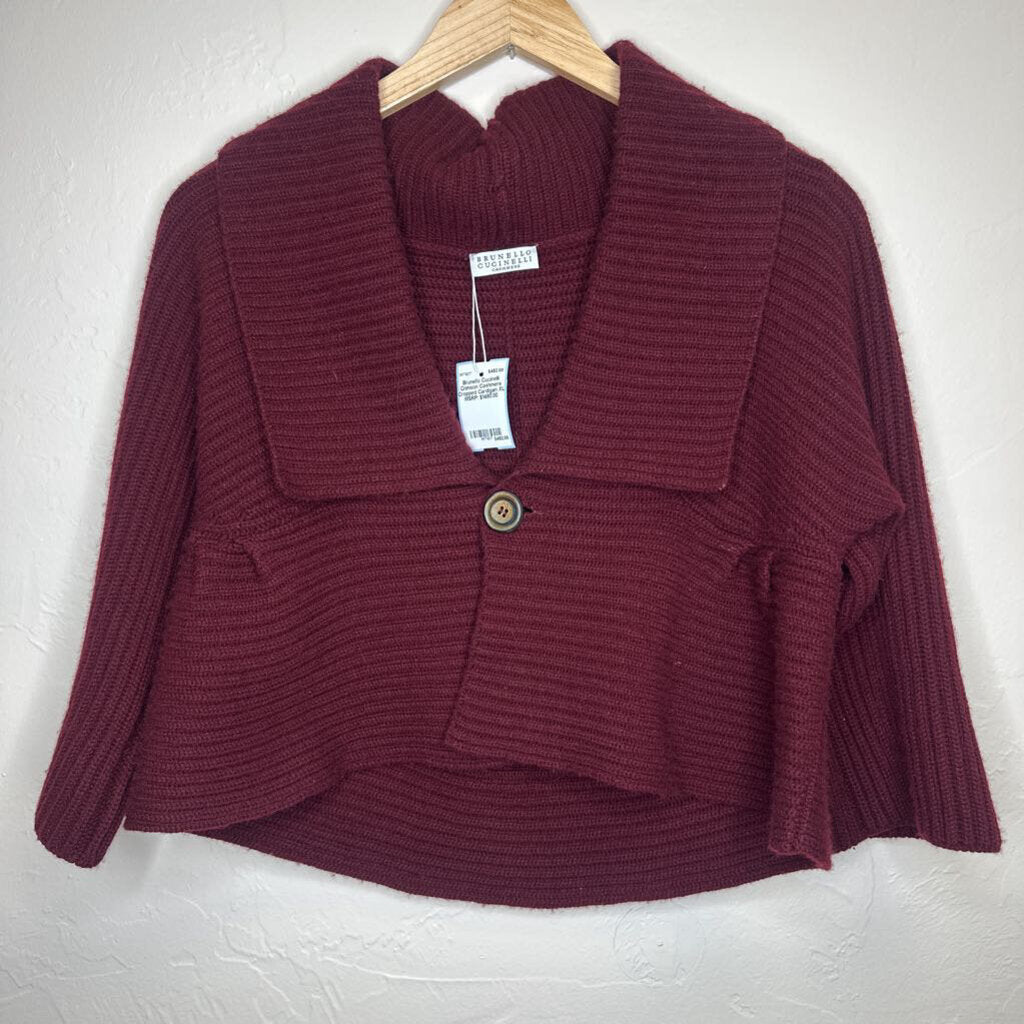Crimson Cashmere Cropped Cardigan