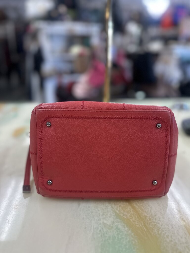 Square Stitch Soft Caviar Skin Red Leather Mini Boston Bag