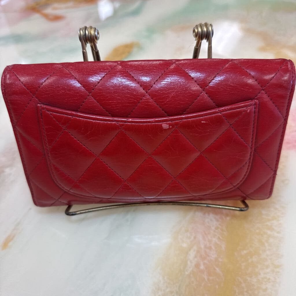 Red Matelesse Lambskin CC Trifold Wallet