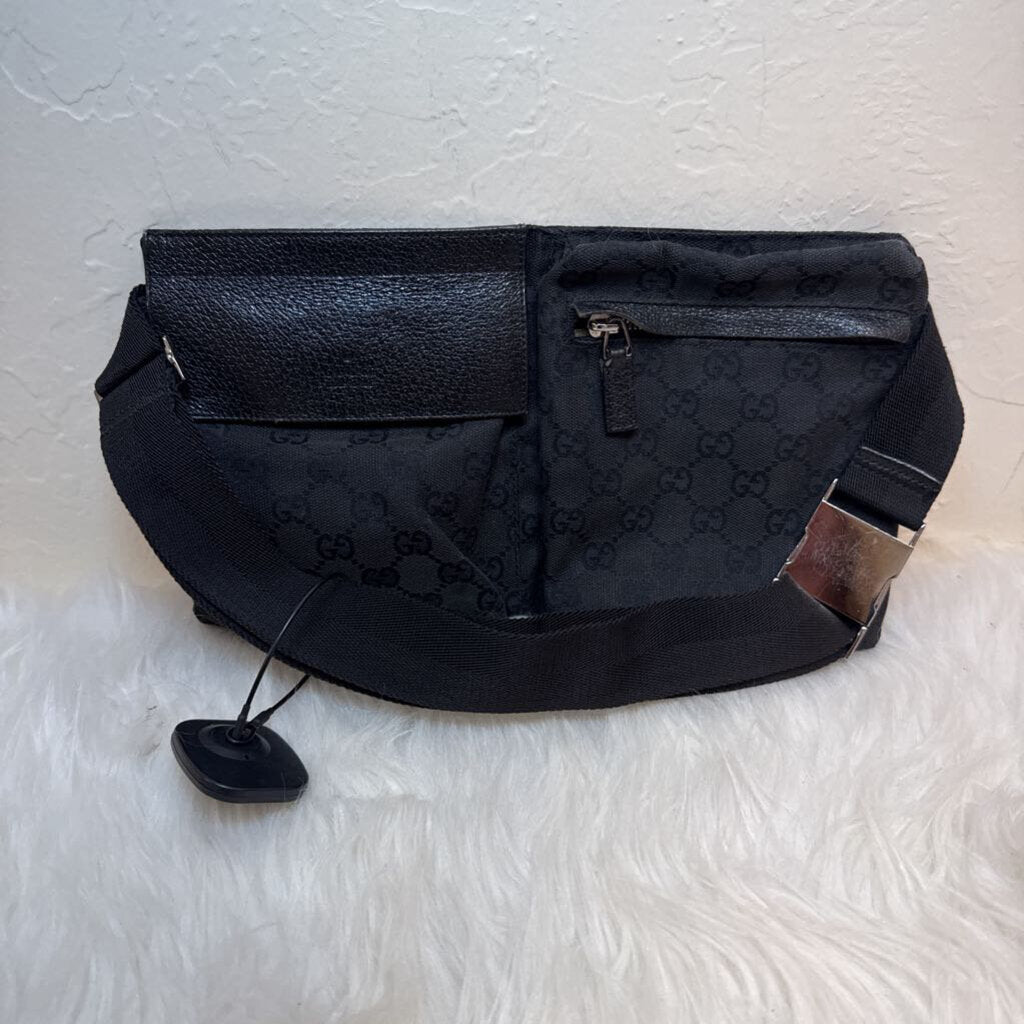 Black GG Canvas Belt Waist Bag
