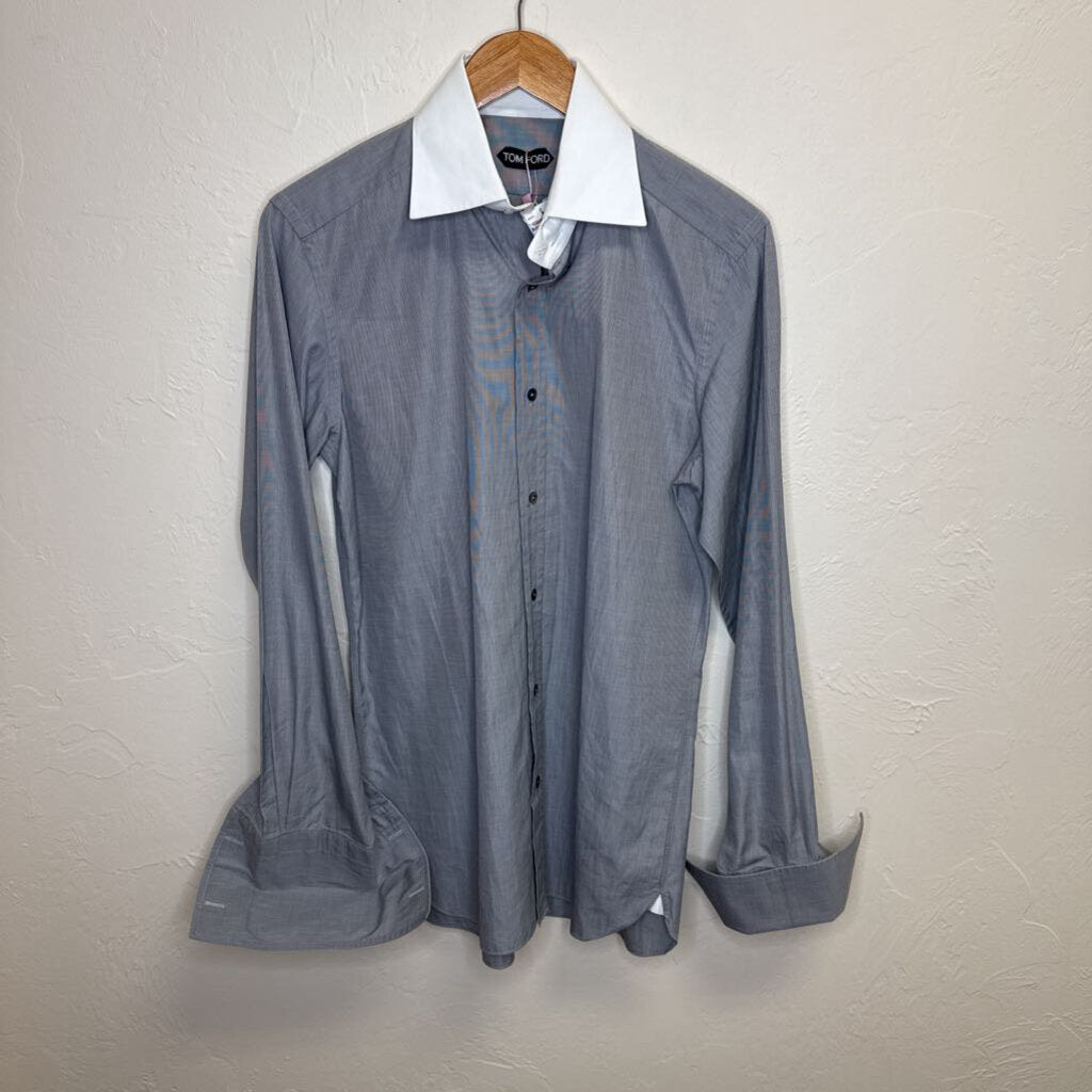 Grey Button up with white collar