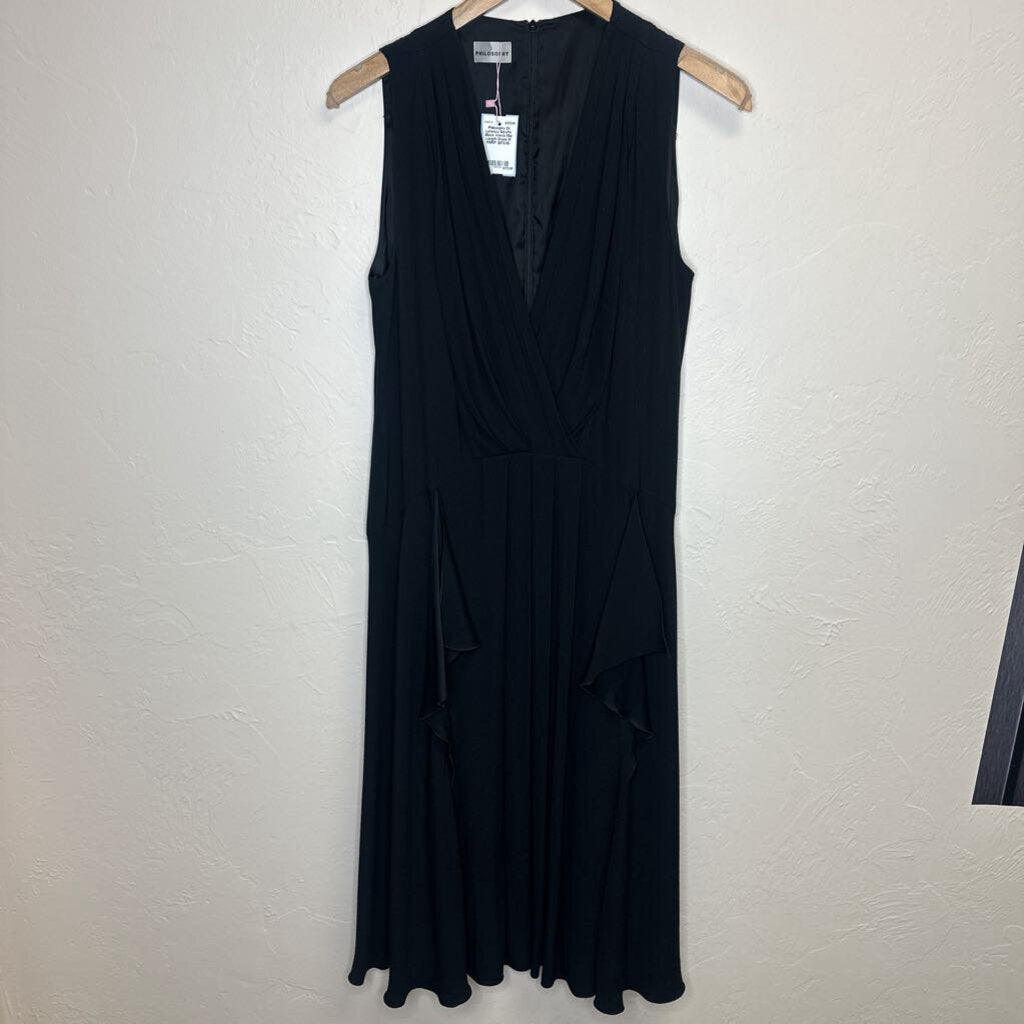 Black Vneck Mid Length Dress