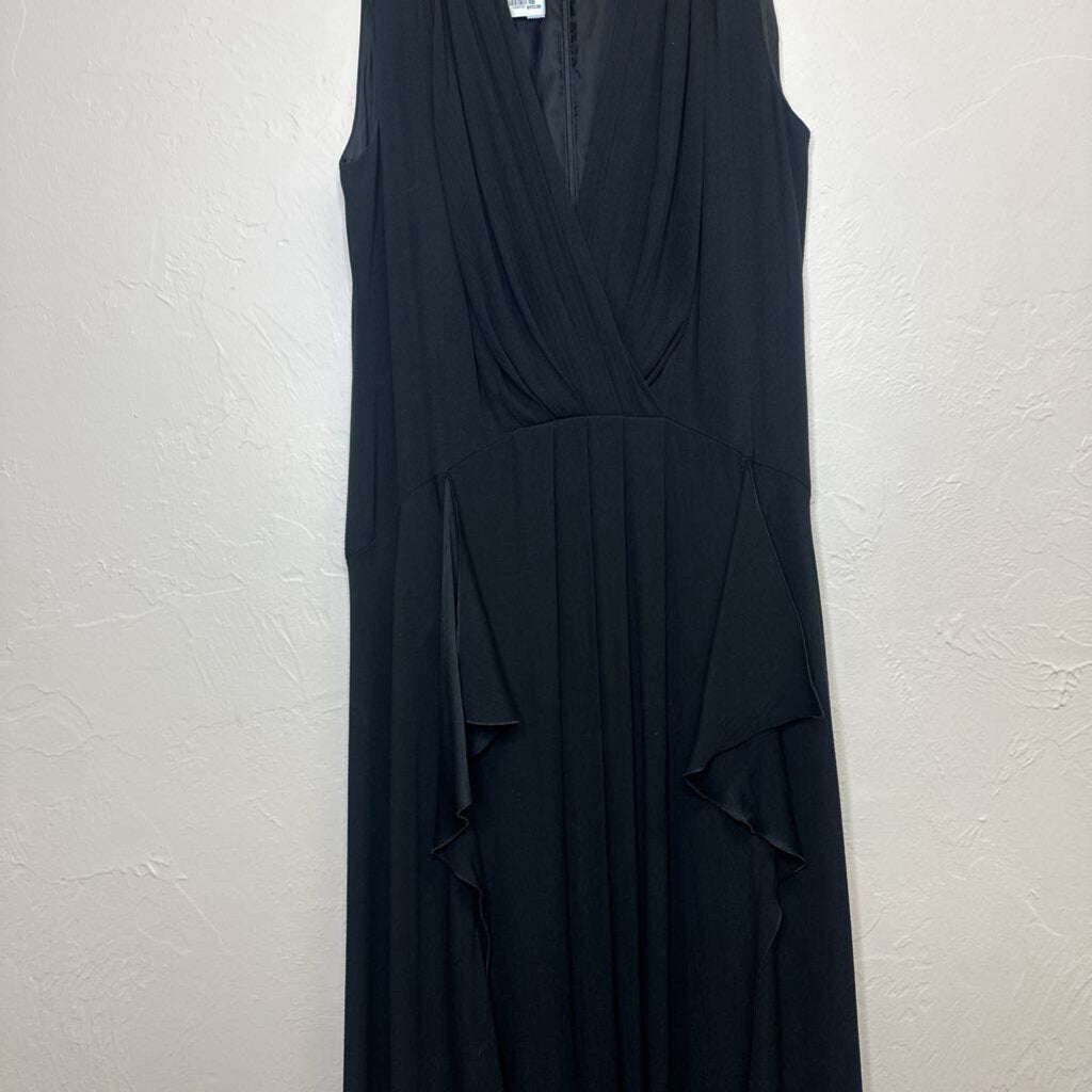 Black Vneck Mid Length Dress