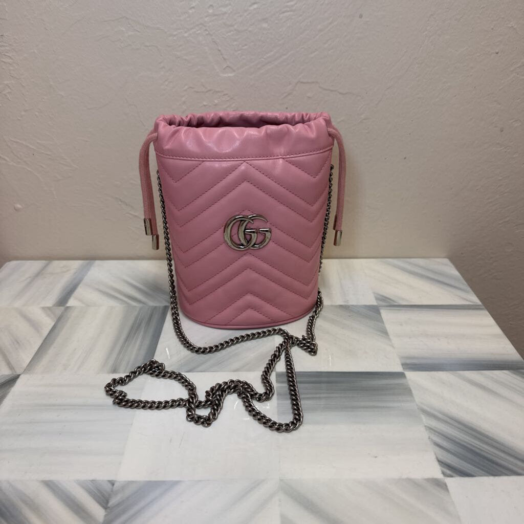 Pink GG Marmont Mini Bucket Bag