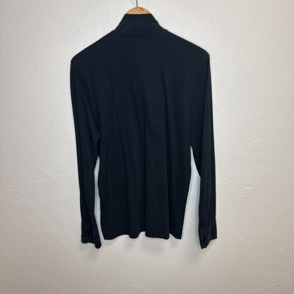 Navy Mock Neck LS Henley