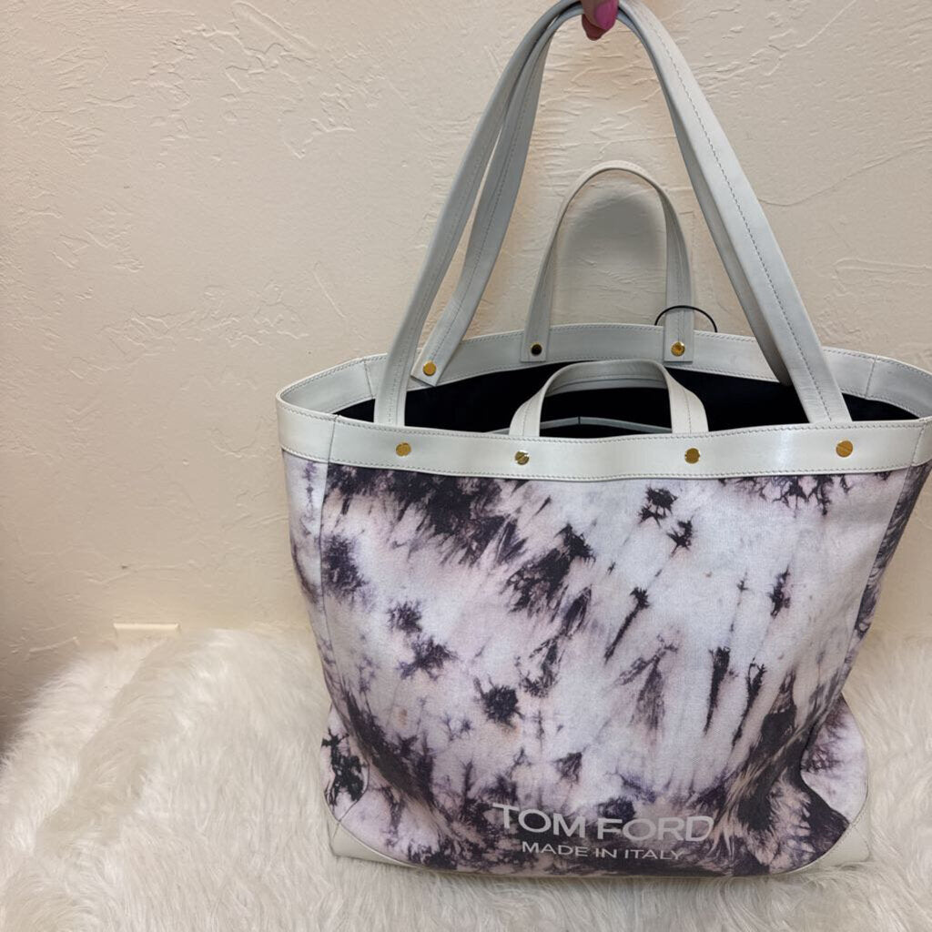 Black White Purple Canvas Day Tote