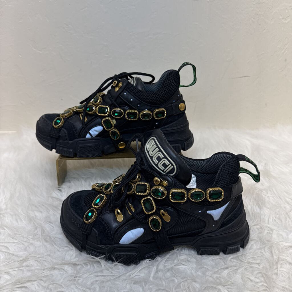 Black Flashtrek Chunky Crystal Sneakers