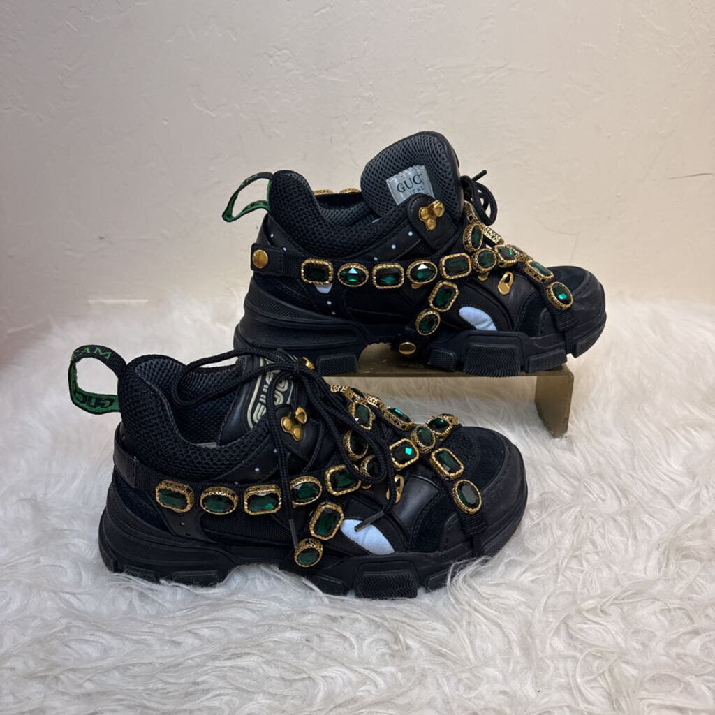 Black Flashtrek Chunky Crystal Sneakers