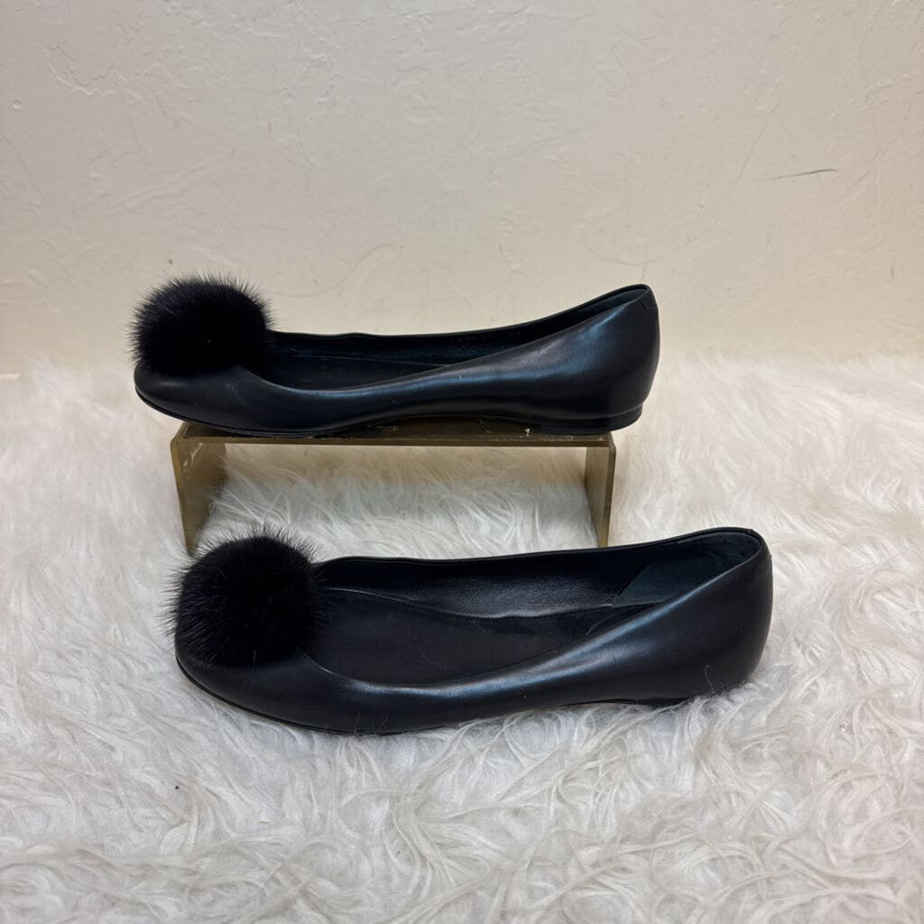 Black Calfskin Leather Ballet Flats