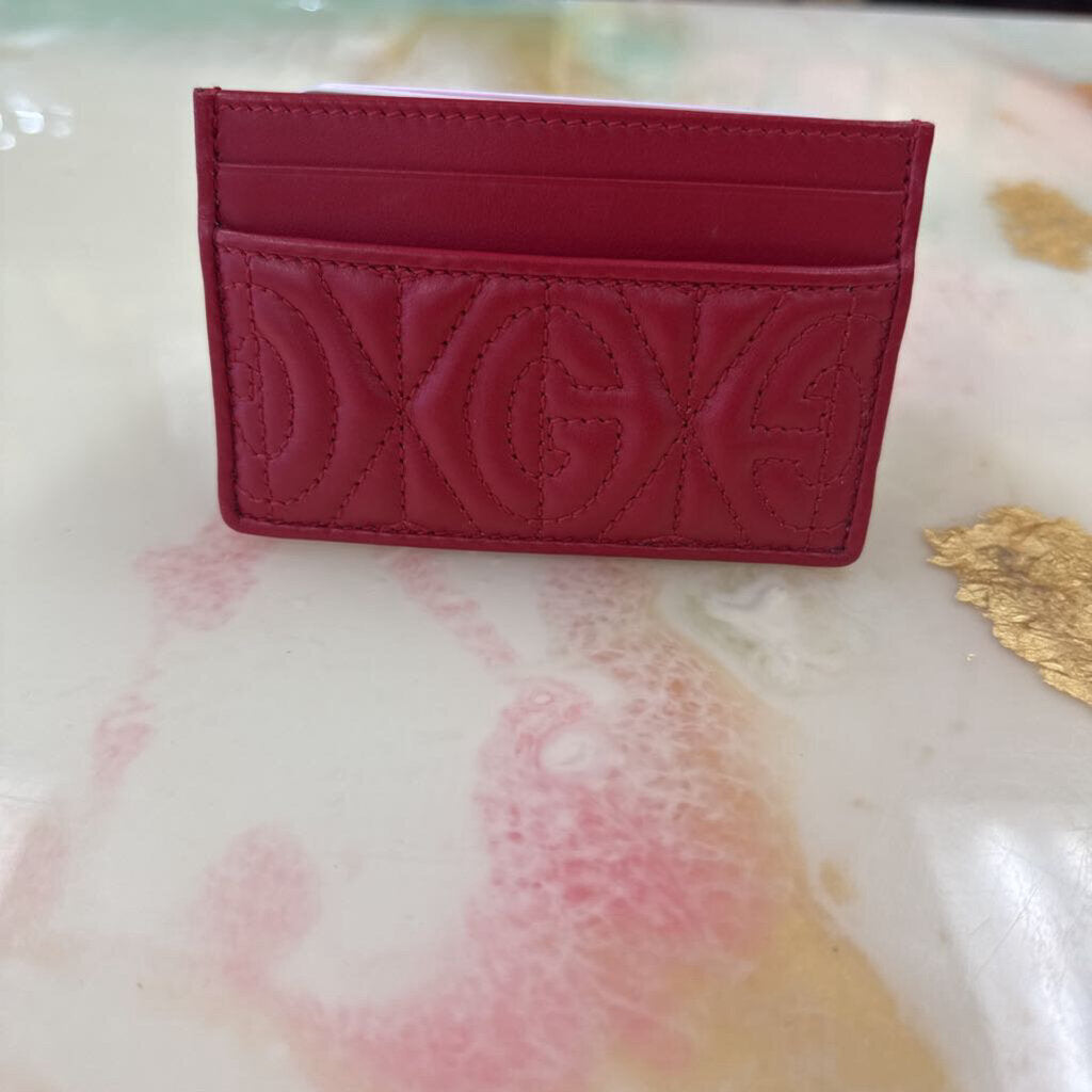 Red Quilted Leather GG Card Case