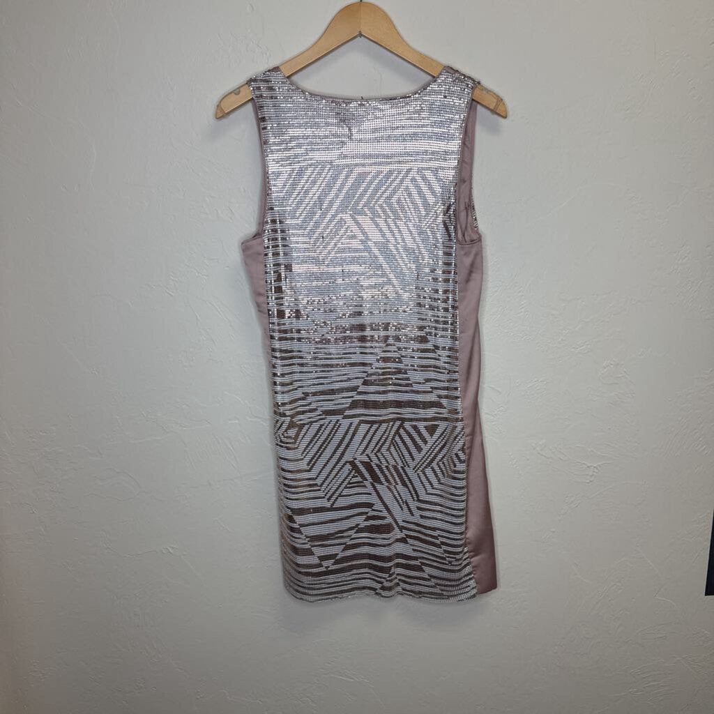 Pink Satin Rose Gold Sequin Dress