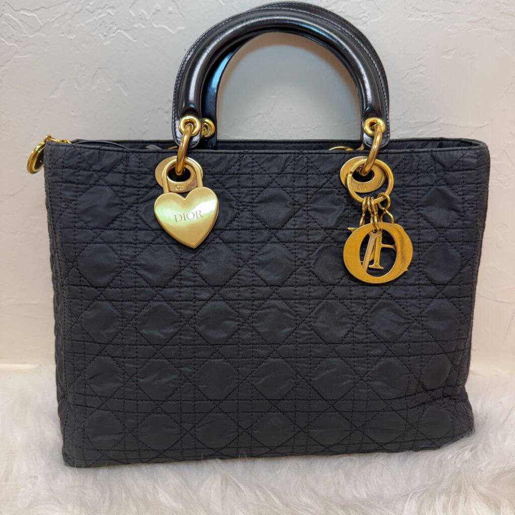 Black Nylon Large Cannage Lady Dior Tote