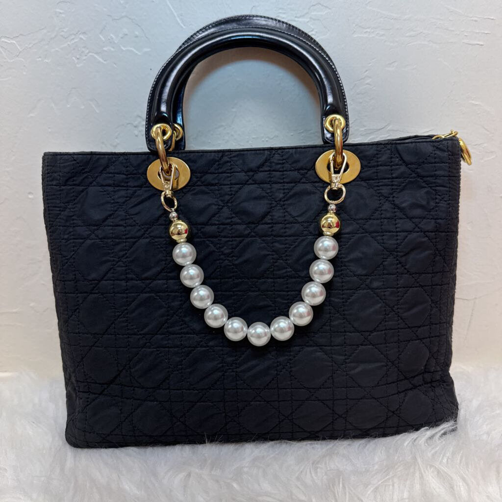 Black Nylon Large Cannage Lady Dior Tote