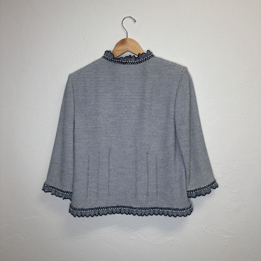 Black and White Blazer with Rose