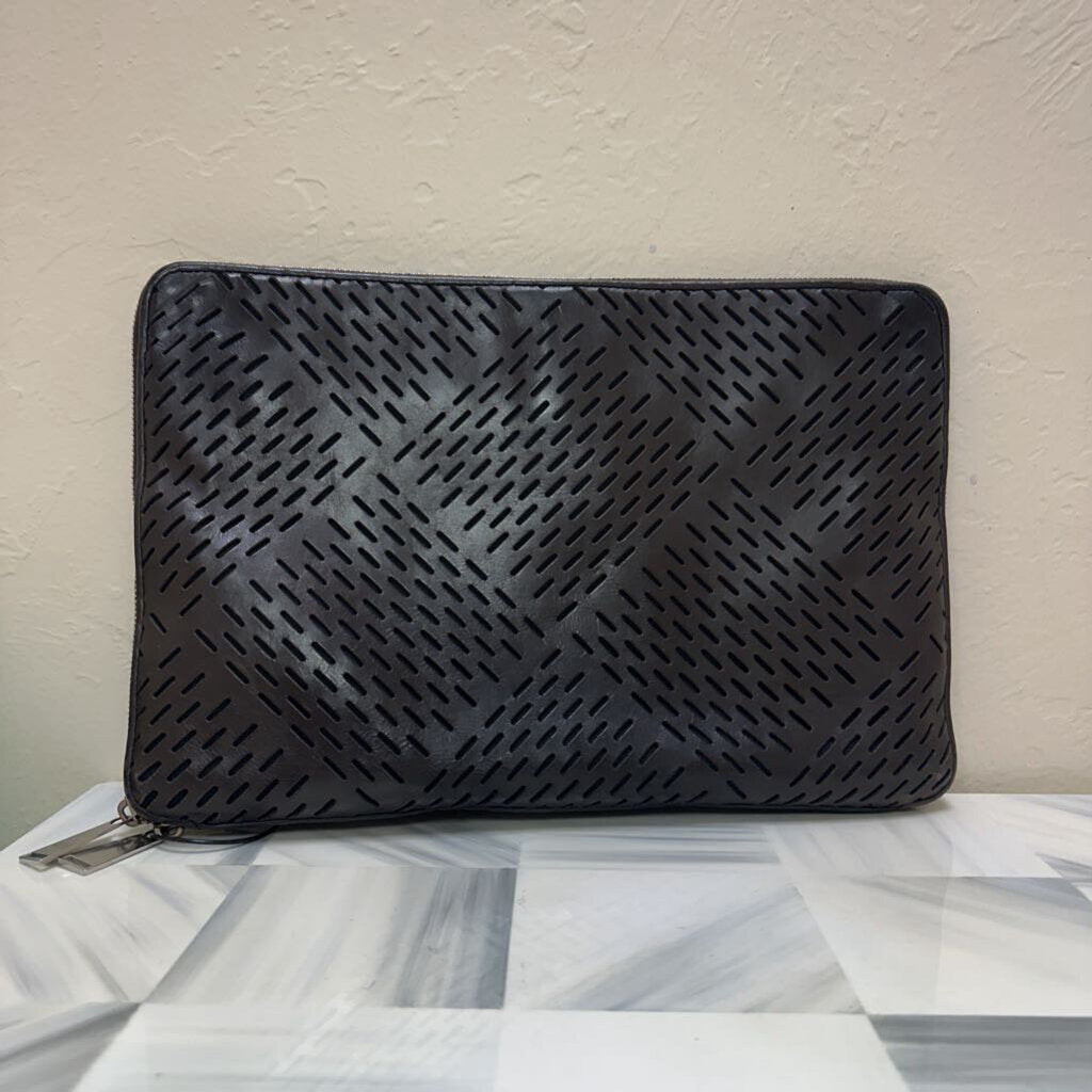 Dk Brown Perforated Leather Document Case