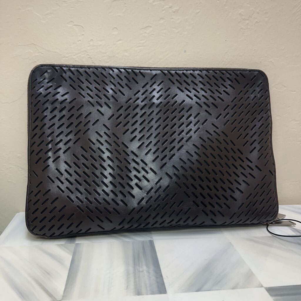 Dk Brown Perforated Leather Document Case