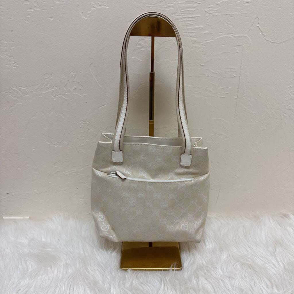 Ivory Canvas GG Top Handle Bag