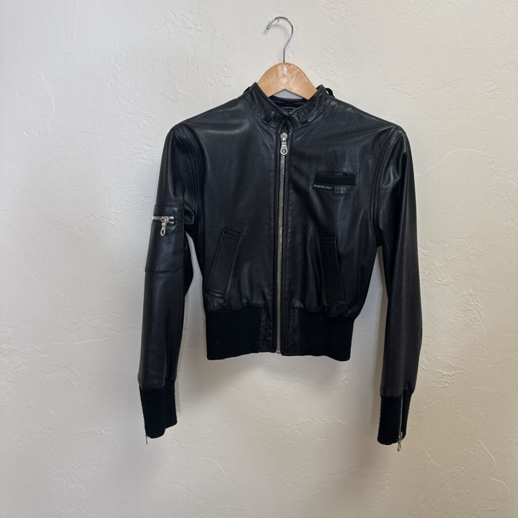 Black Leather Bomber Jacket