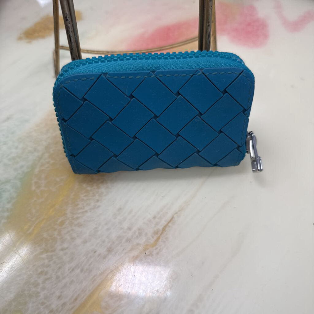 Teal Intrecciato Card Case