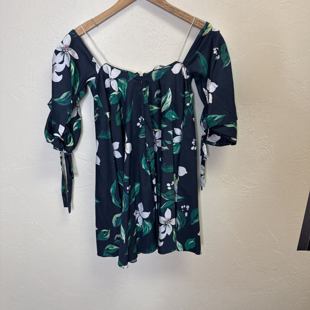 Caroline Constas Navy Floral Dress