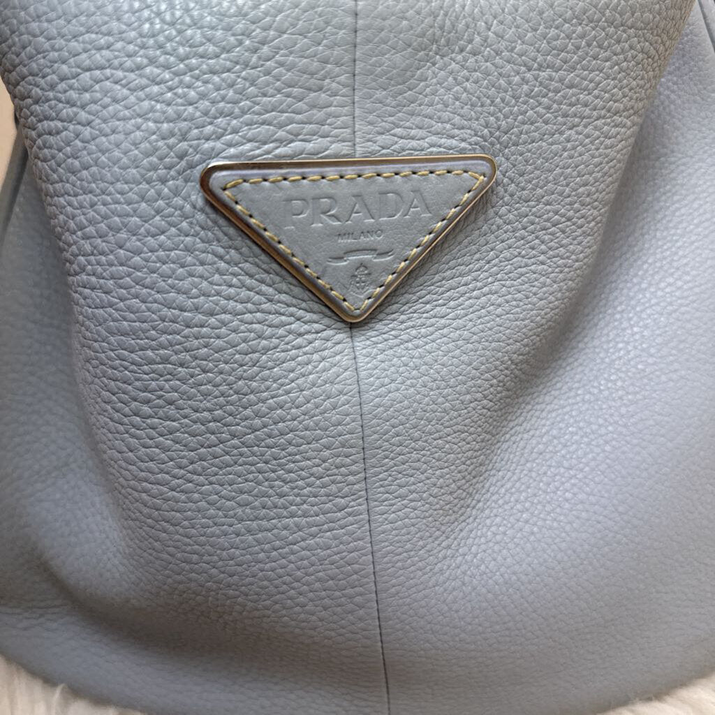 Ice Blue Vitella Daino Leather Hobo