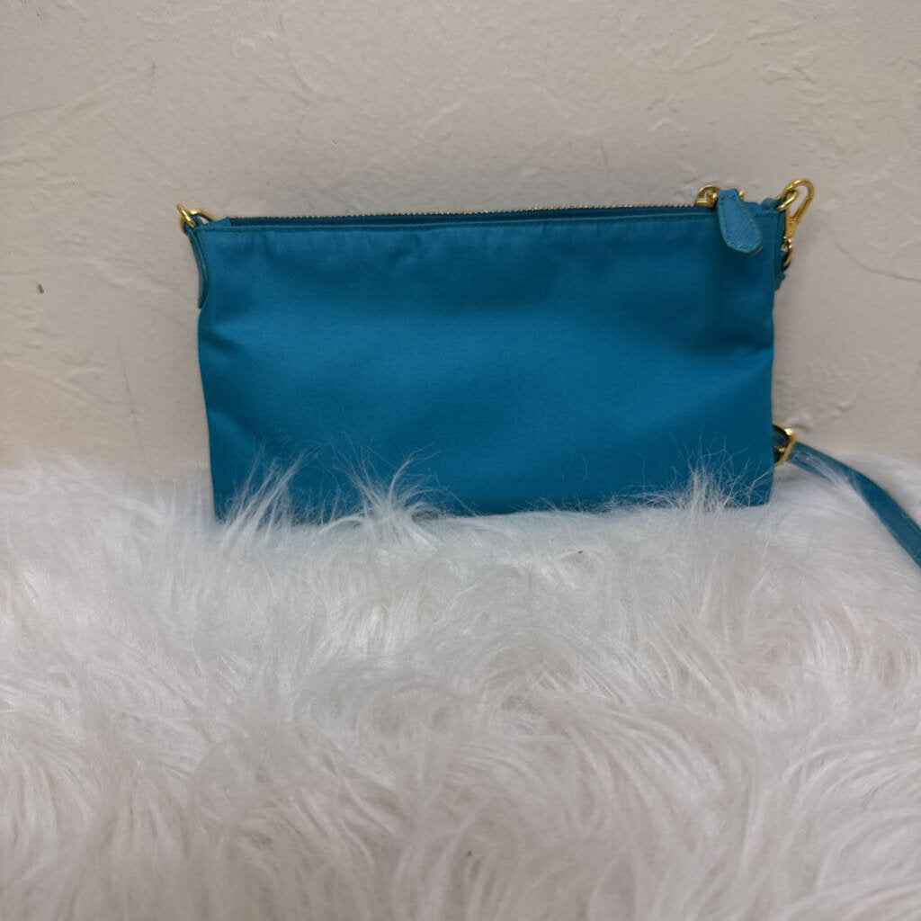 Teal Tessuto Nylon Crossbody Bag